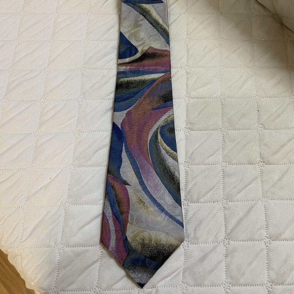 Custom Tie Handmade in Italy of 100% Silk Abstract design in Multiple Colors